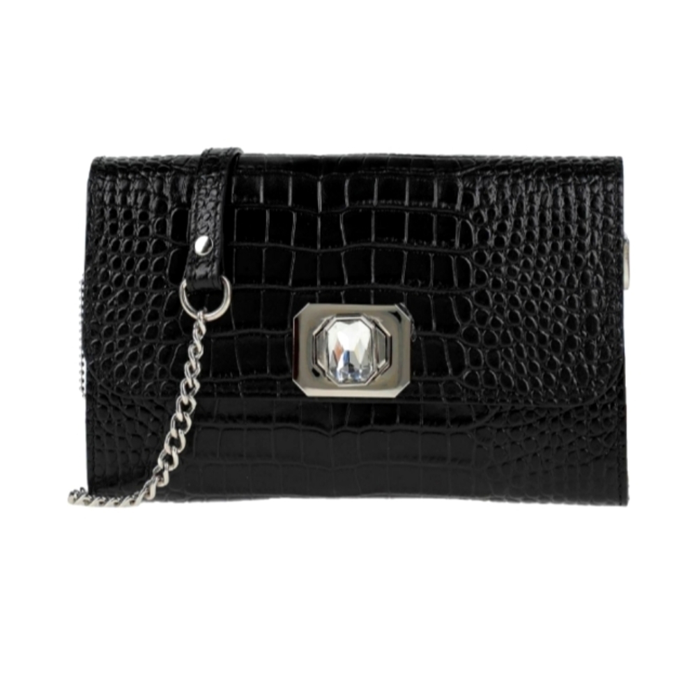 Black leather clutch.